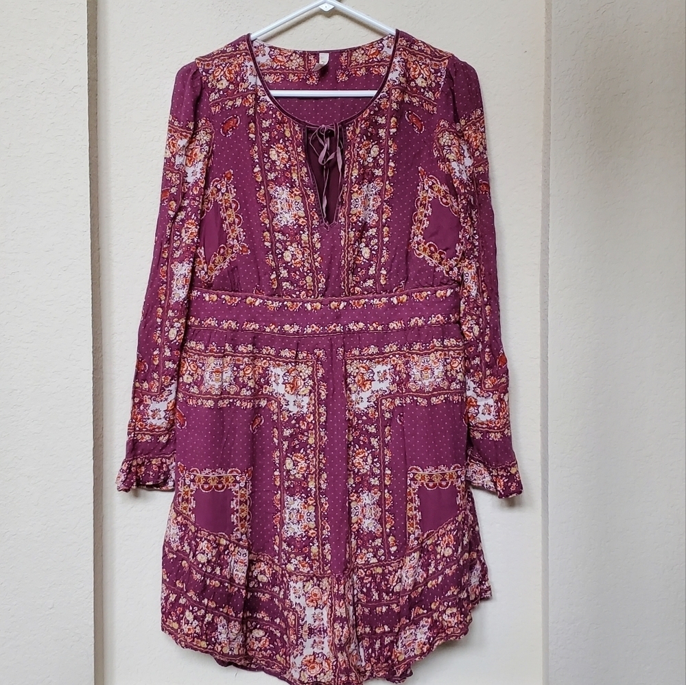 Free People Bridgette Mini Floral Boho Dress. Size Medium
